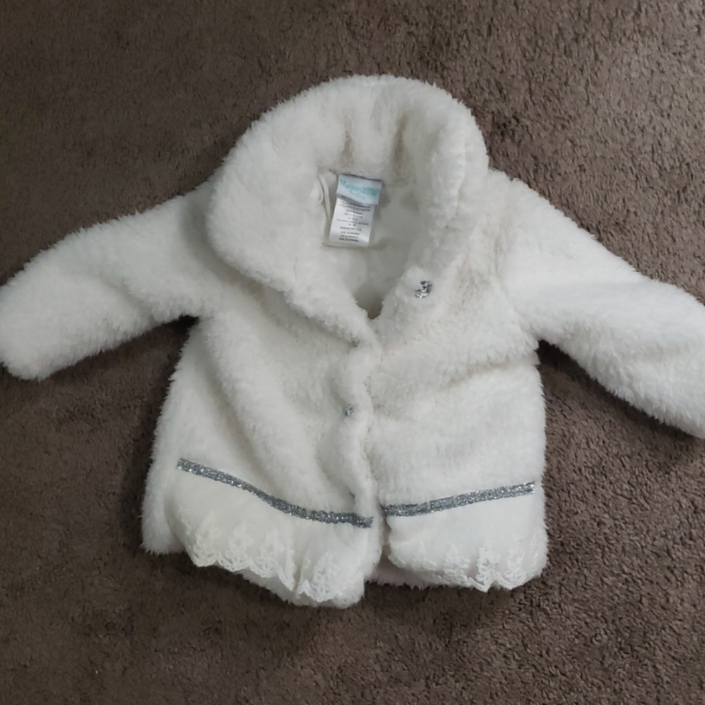 12 month girl white fur coat